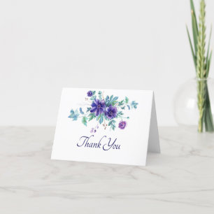 Purple watercolor anemone flowers thank you card