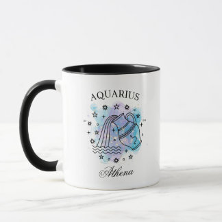 Purple Watercolor Aquarius Zodiac Sign Mug