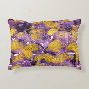 Purple Watercolor: Artistic Gold Fusion. Decorative Cushion