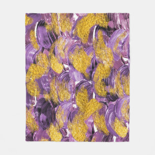 Purple Watercolor: Artistic Gold Fusion. Fleece Blanket