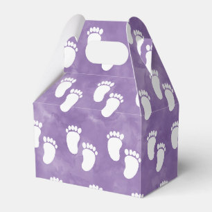 Purple Watercolor Baby Shower Footprint Pattern Favour Box