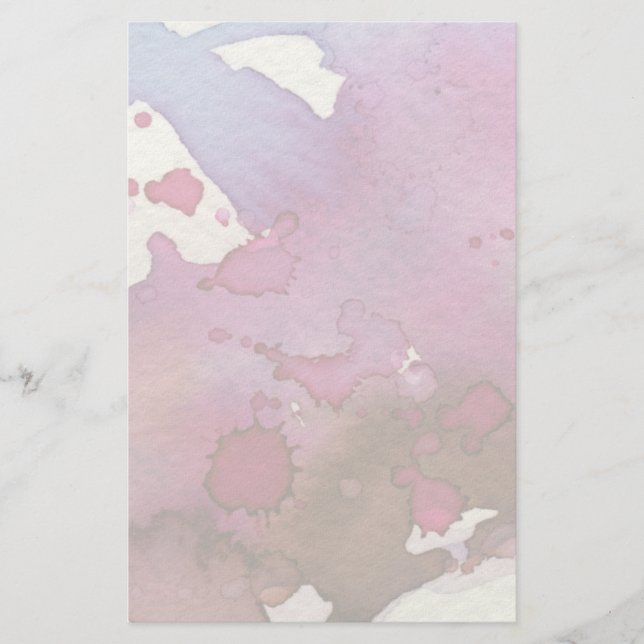 Purple Watercolor Background Stationery (Front)