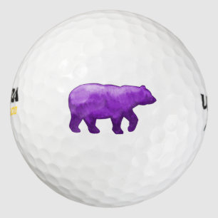 Purple Watercolor Bear Golf Balls