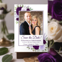 Purple Watercolor Boho Chic Roses & Photo Wedding