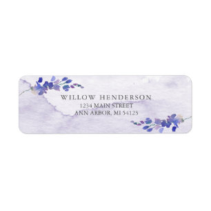 Purple Watercolor Bridal Shower Return Address Label