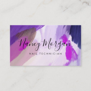 ​Purple Watercolor Brushstroke Nail Technician Business Card