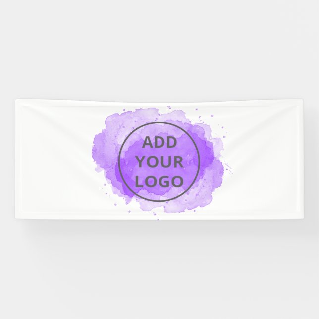 Purple watercolor brushstroke upload your logo banner (Horizontal)