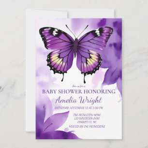 Purple Watercolor Butterfly Impressions Invitation