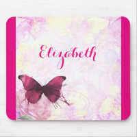 Purple Watercolor Butterfly on Pink and Yellow