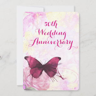 Purple Watercolor Butterfly Wedding Anniversary Invitation