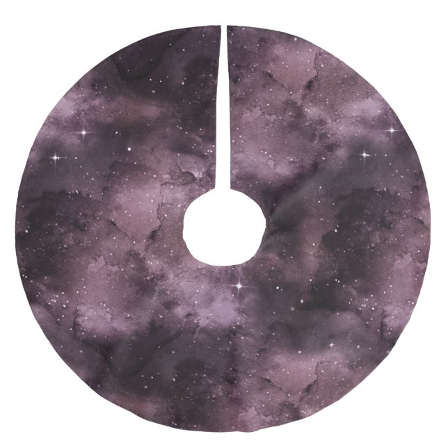 Purple Watercolor Celestial Sky  Brushed Polyester Tree Skirt (Front)