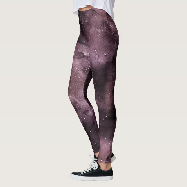 Purple Watercolor Celestial Sky   Leggings (Left)