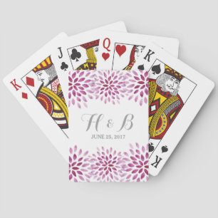 Purple Watercolor Chrysanthemum Playing Cards