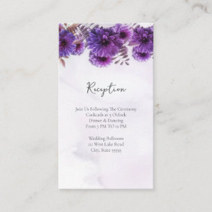 Purple Watercolor Chrysanthemum Wedding Reception Enclosure Card
