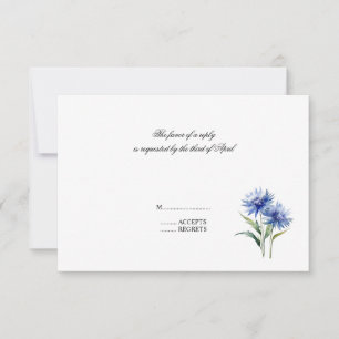 Purple Watercolor Cornflower WIldflower Wedding Al RSVP Card
