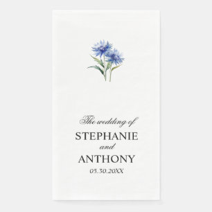 Purple Watercolor Cornflower WIldflower Wedding Napkin
