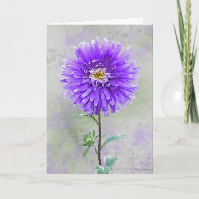 Purple Watercolor Dahlia Sympathy Card (Front)
