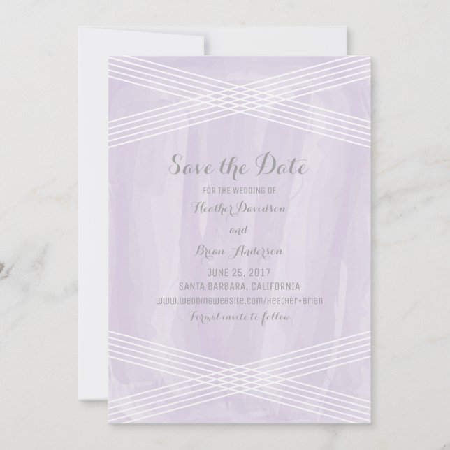 Purple Watercolor Deco Save the Date (Front)