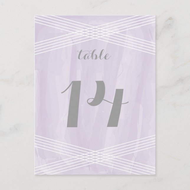 Purple Watercolor Deco Table Number Postcard (Front)