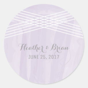 Purple Watercolor Deco Wedding Classic Round Sticker