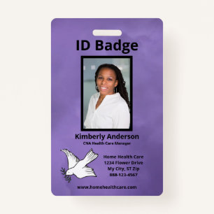 Purple Watercolor Employee Photo Name Logo ID ID Badge