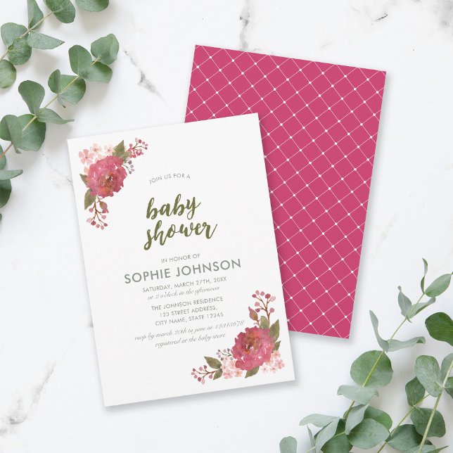 Purple Watercolor Floral Baby Shower Invitation (Creator Uploaded)