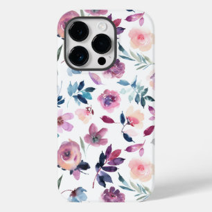 Purple Watercolor Floral Case-Mate iPhone 14 Pro Case