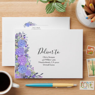 Purple Watercolor Floral Envelope