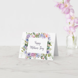 Purple watercolor floral frame Mother's Day Card