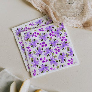 Purple Watercolor Floral Garden Napkins