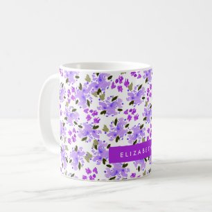 Purple Watercolor Floral Garden Personalised Coffee Mug