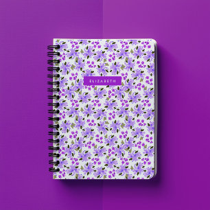 Purple Watercolor Floral Garden Personalised Notebook