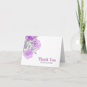Purple Watercolor Floral Garden Thank You Card