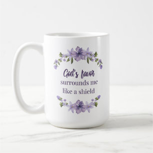 Purple Watercolor Floral, God's favour Surrounds M Coffee Mug