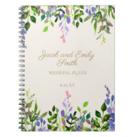 Purple Watercolor Floral Greenery Cream Wedding