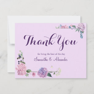Purple Watercolor Floral lavender Thank You Card