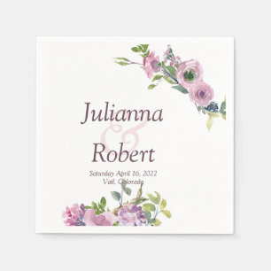 Purple watercolor floral napkins