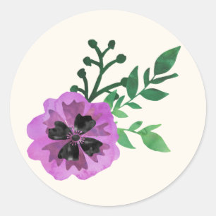 Purple Watercolor Floral Stickers