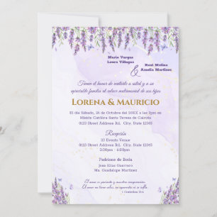 Purple Watercolor Floral Wedding Invitations