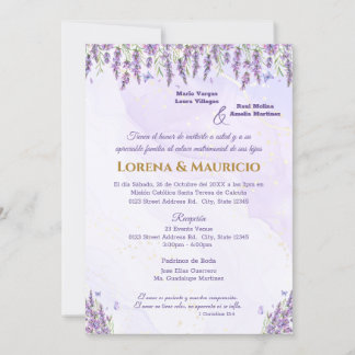 Purple Watercolor Floral Wedding Invitations