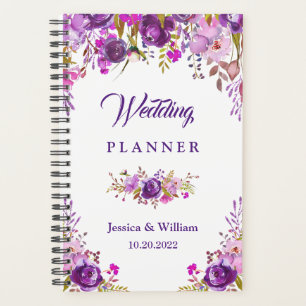 Purple Watercolor Floral Wedding Planner