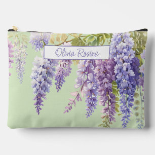 Purple watercolor floral wisteria lilac botanical accessory pouch