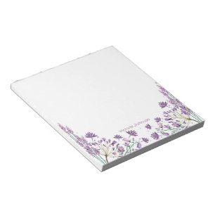 Purple Watercolor Flower Border Notepad