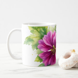 Purple Watercolor Flower Illustration Coffee Mug