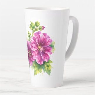 Purple Watercolor Flower Illustration Latte Mug