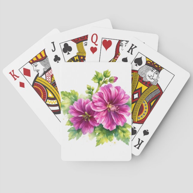 Purple Watercolor Flower Illustration  Playing Cards (Back)