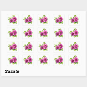 Purple Watercolor Flower Illustration  Square Sticker
