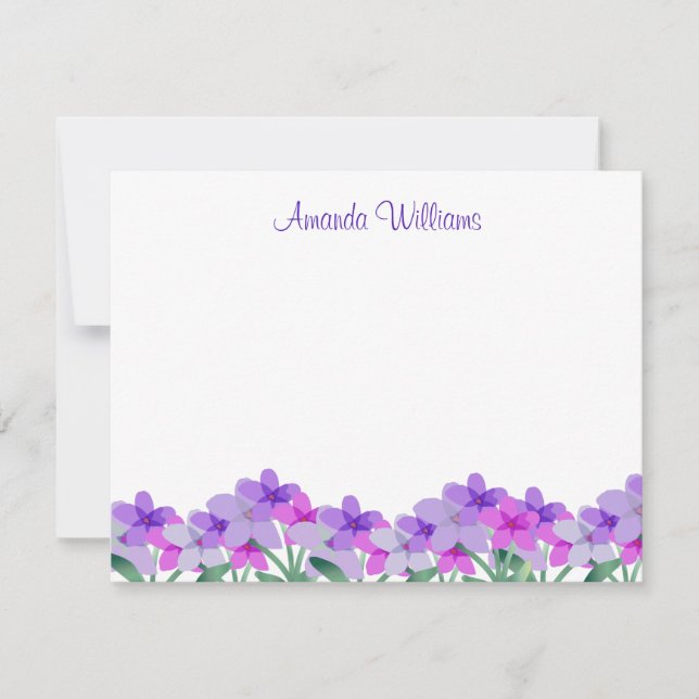 Purple Watercolor Flower Personalised Card (Front)