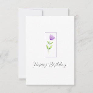 Purple Watercolor Flower Stem Card