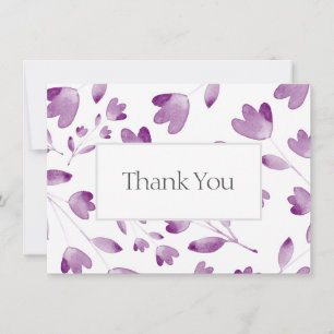 Purple Watercolor Flower Stems  Thank You Card